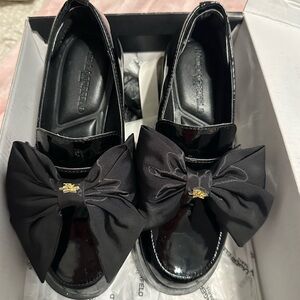 Karl Lagerfeld Black Patent Leather Flats with Bow